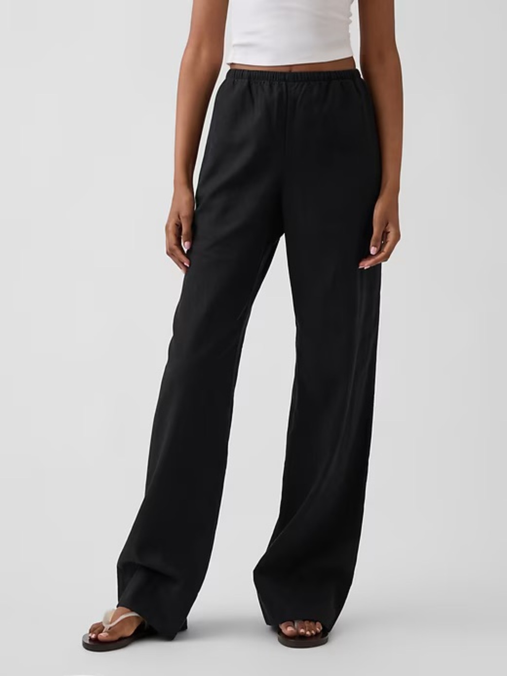 GAP Black Wide-Leg Linen Pants